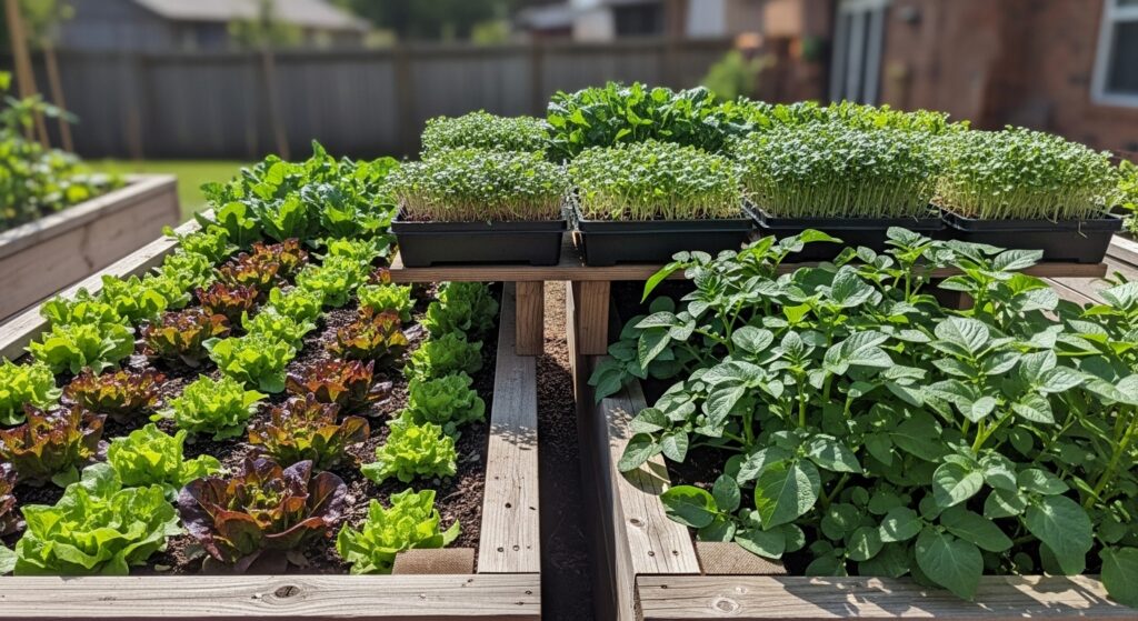 Easy vegetables for raised beds like potatoes and salad mixes