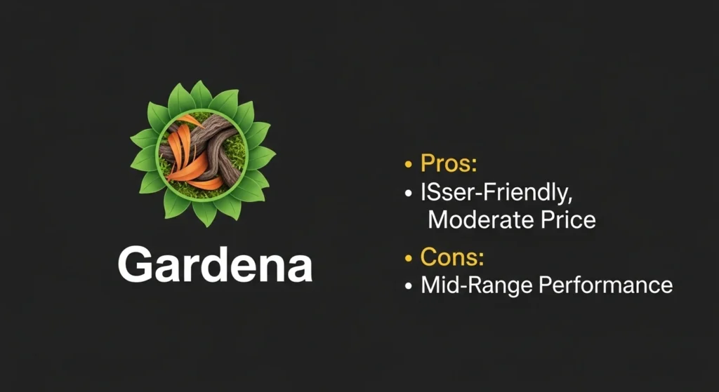 Infographic decision guide for choosing the right AI gardening tool, featuring branching paths for Budget, Garden Size, and Gardening Goals with icons of dollar sign, garden plot, and target, helping gardeners compare options and select the most suitable smart gardening tools.