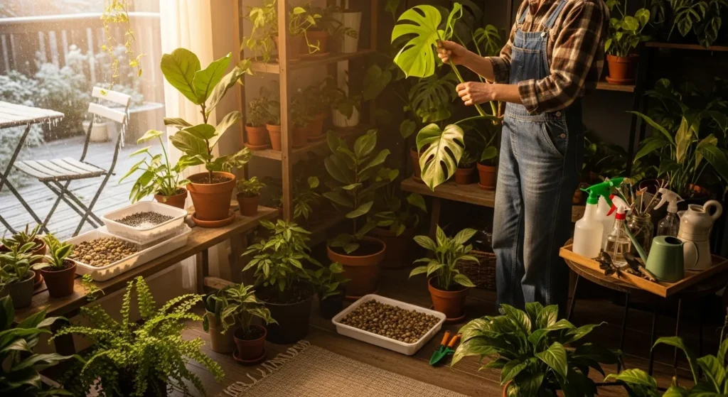 Overwintering Houseplants & Tender Containers — The Complete Move-In Checklist (Avoid Shock & Pests)